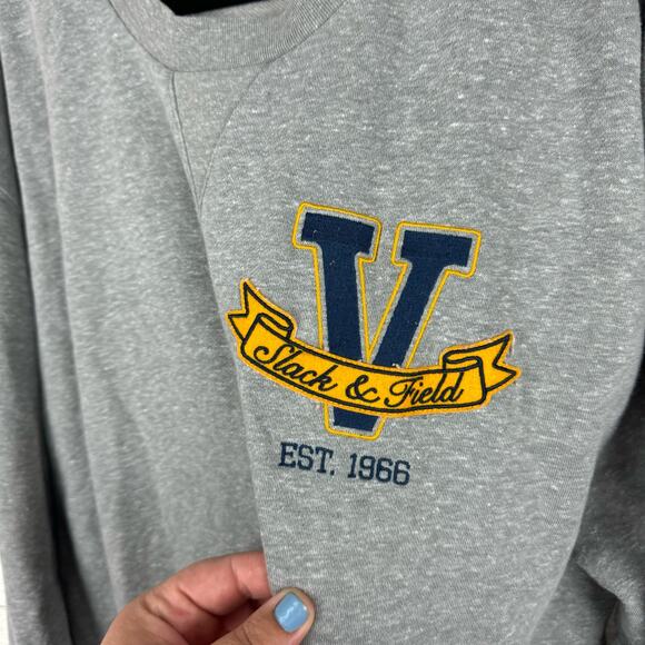 Vans Men's Cozy Heather Gray Embroidered Patch Varsity Sweatshirt Size XXL - Picture 2 of 8